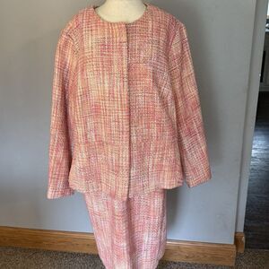 Talbots Pink Tweed Blazer and Skirt Set
